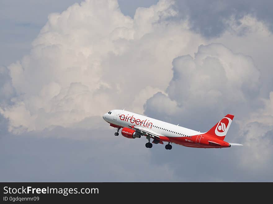 Air Berlin Red and White Airplane