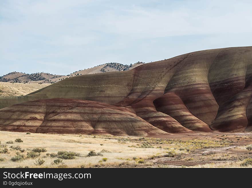 Sandstone hills in a desert.