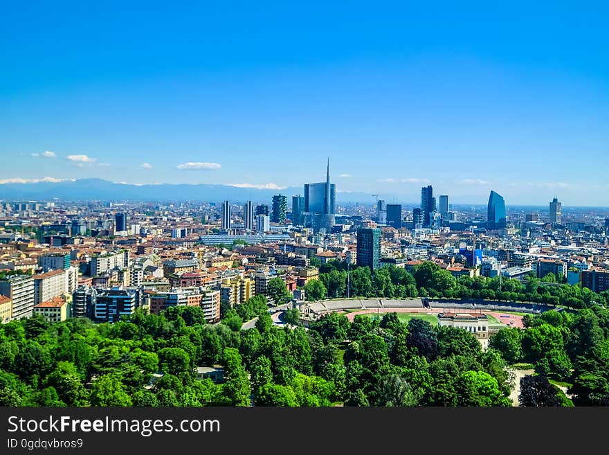 A modern cityscape on a beautiful sunny day. A modern cityscape on a beautiful sunny day.