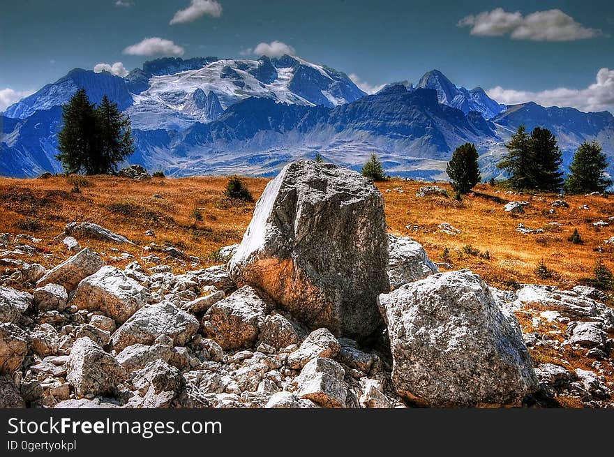 Pile of boulders on a mountain meadow. Pile of boulders on a mountain meadow.