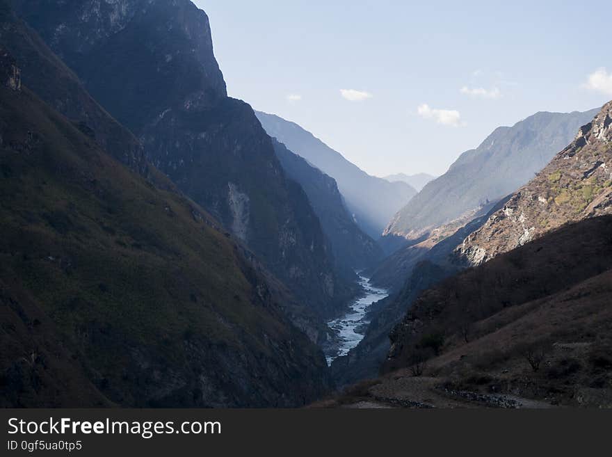 Mountain, Sky, Cloud, Water, Terrain, Watercourse