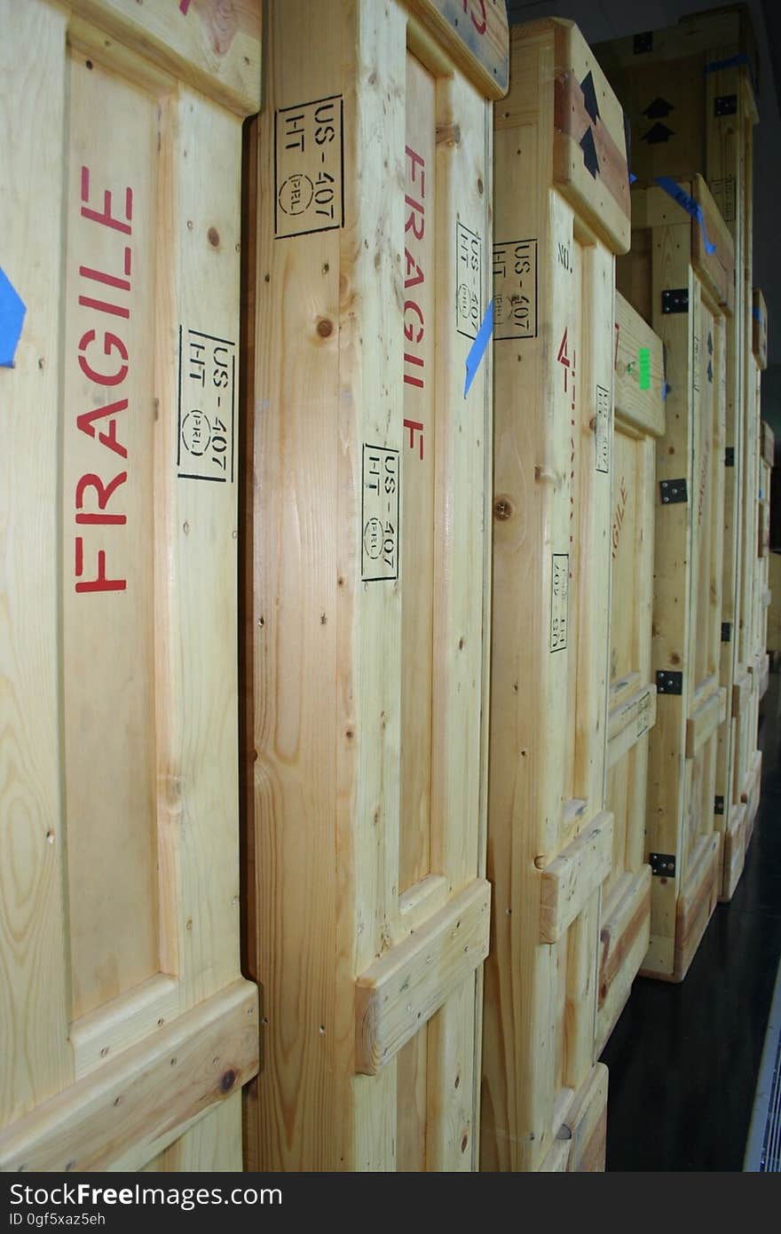 These crates are for an installation at the Tang Museum. These crates are for an installation at the Tang Museum