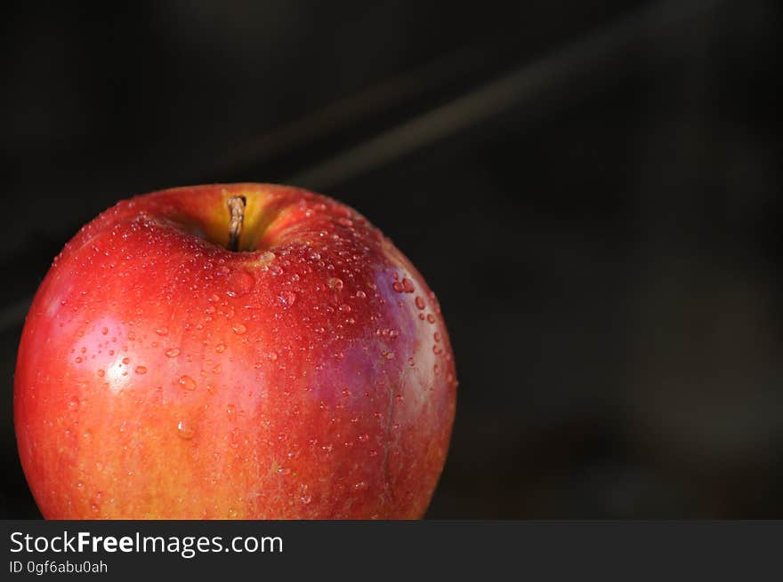 Red Apple With Water Droplets