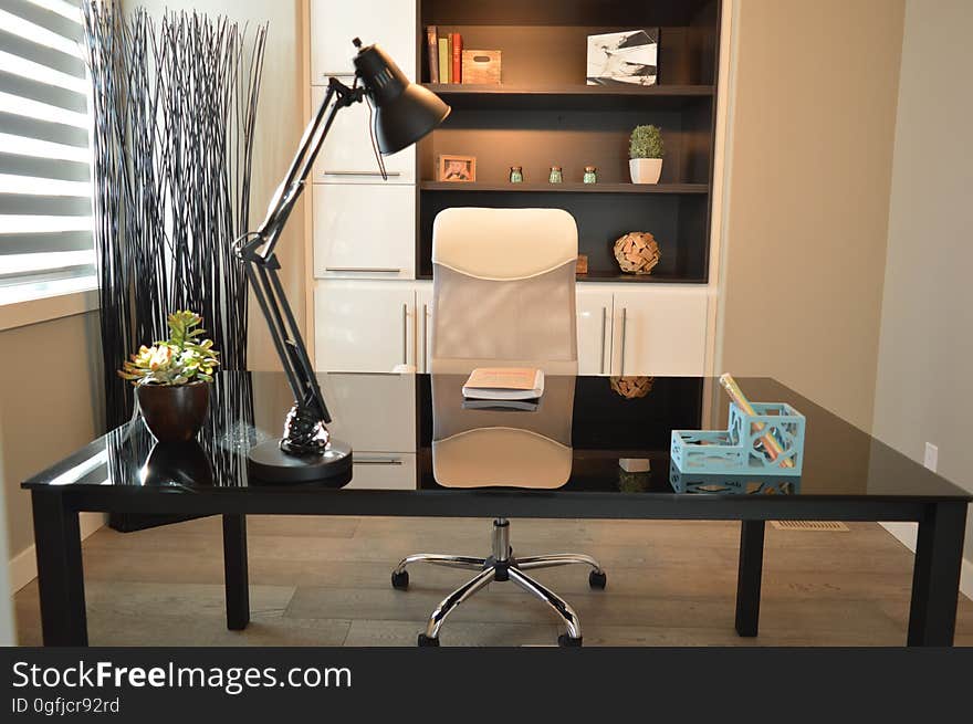 Black Study Lamp on Black Table