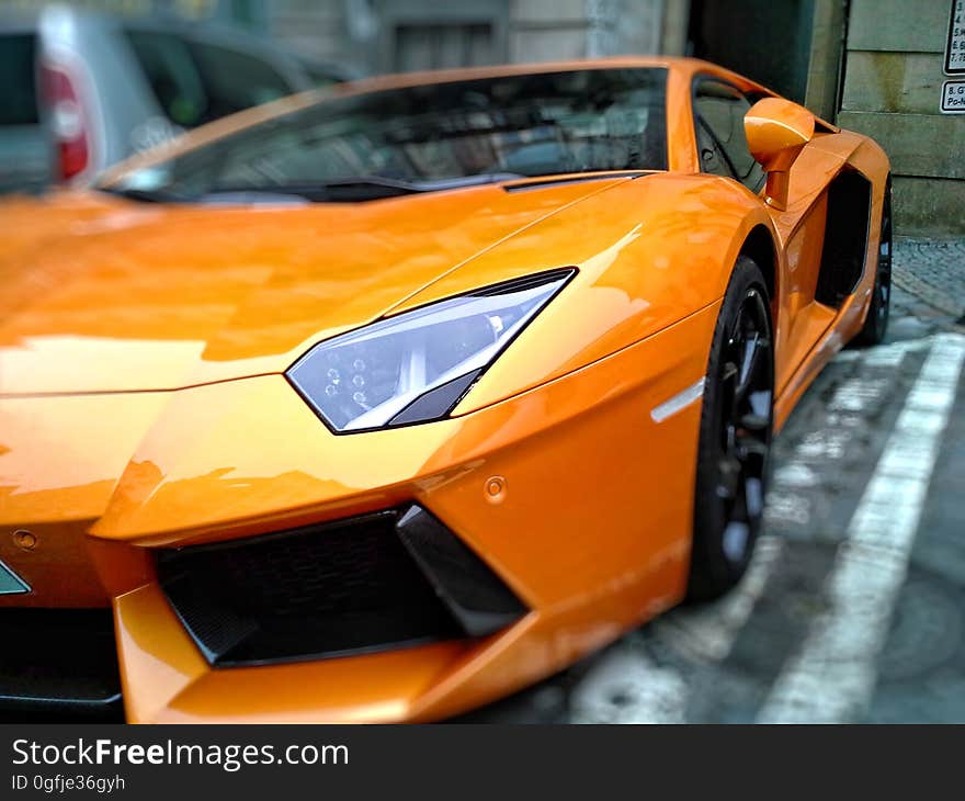 Orange Lamborghini Gallardo on Park