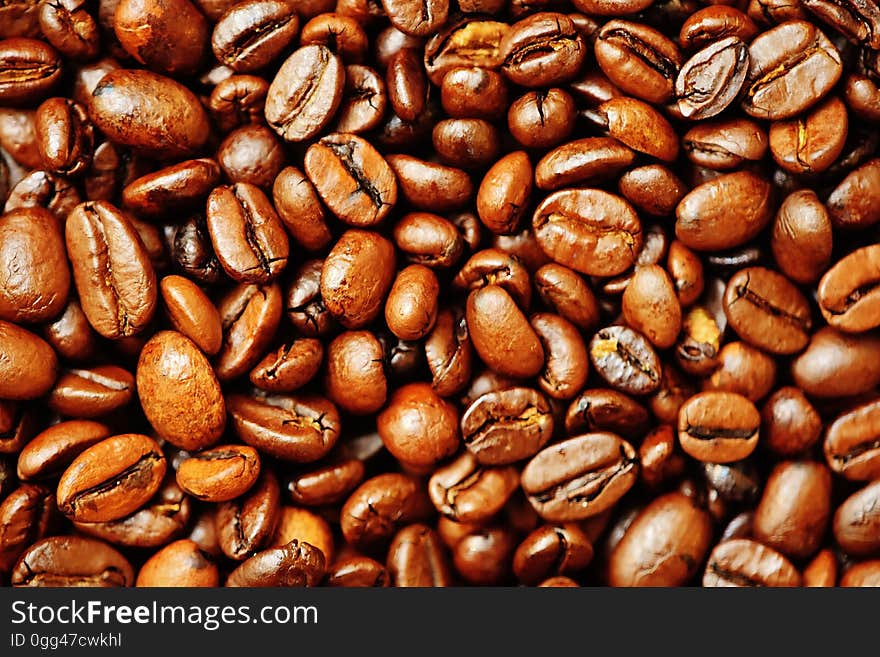 A background of roasted coffee beans.