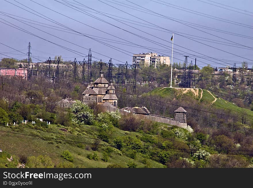 Cossacks fortress `Zaporizhian Sich` on Khortytsya island