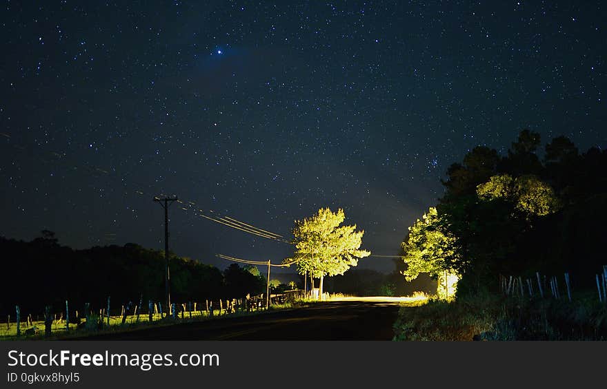 Noche de estrellas, arboles y potreros en Valle Hermoso, Misiones. Noche de estrellas, arboles y potreros en Valle Hermoso, Misiones.