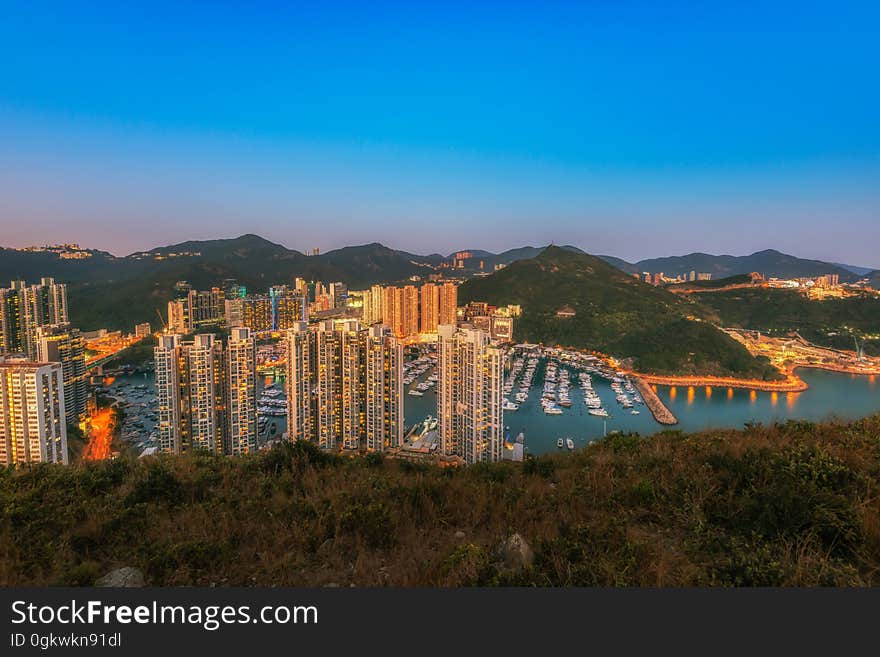 Aberdeen Typhoon Shelters view at Yuk Kwai Shan &#x28;mount Johnston&#x29;