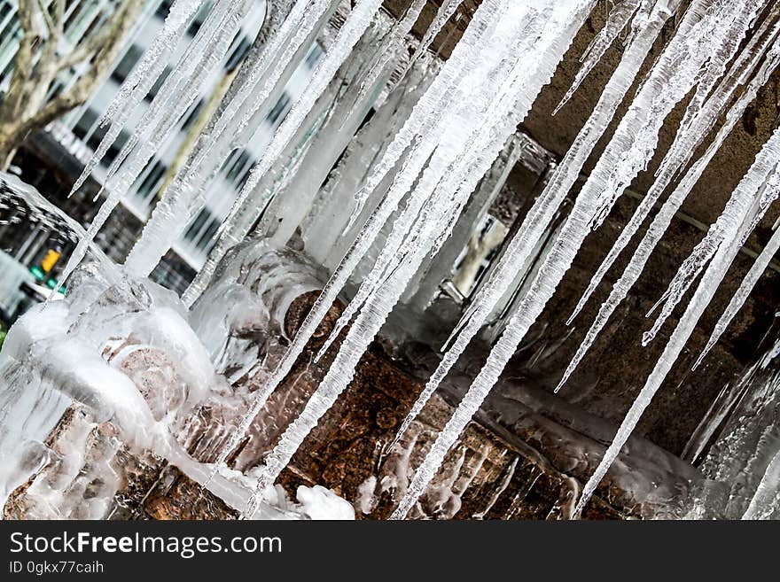 Icicles on Fountain