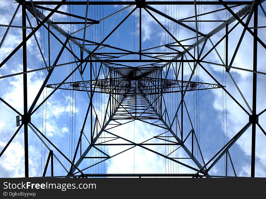 Low Angle Photograph of Black Metal Tower Satellite during Daytime