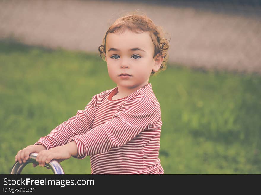 Baby&#x27;s Red White Stripe Crew Neck Long Sleeve Shirt