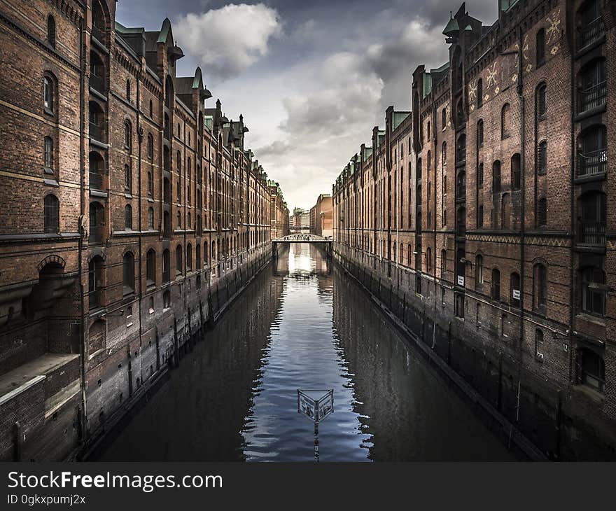 Historic buildings reflecting on the canal surface. Historic buildings reflecting on the canal surface.