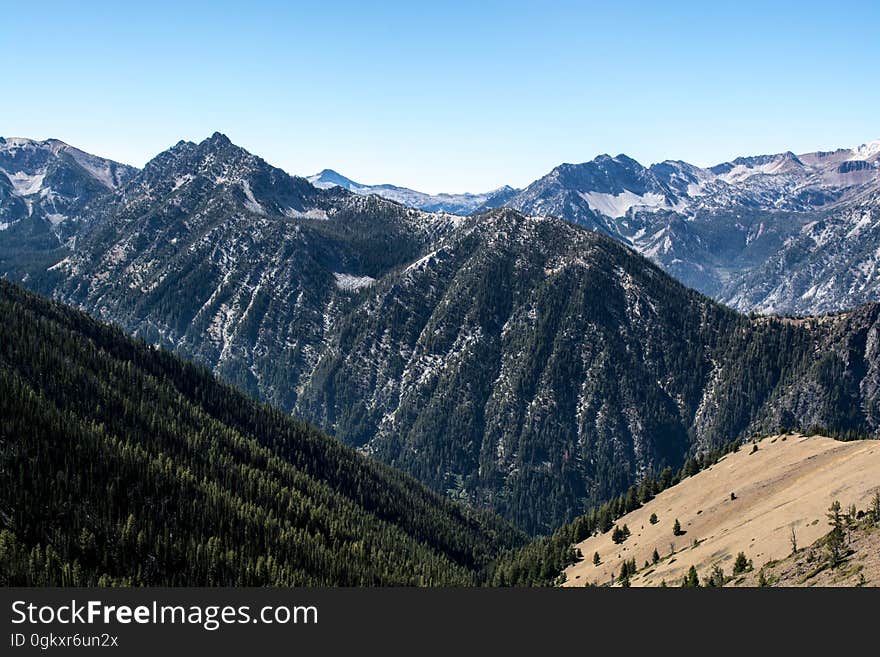 Scenic view of mountain peaks.