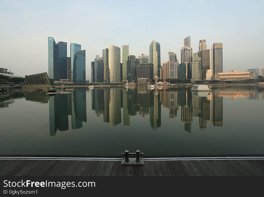 Reflection of Skyscrapers in City