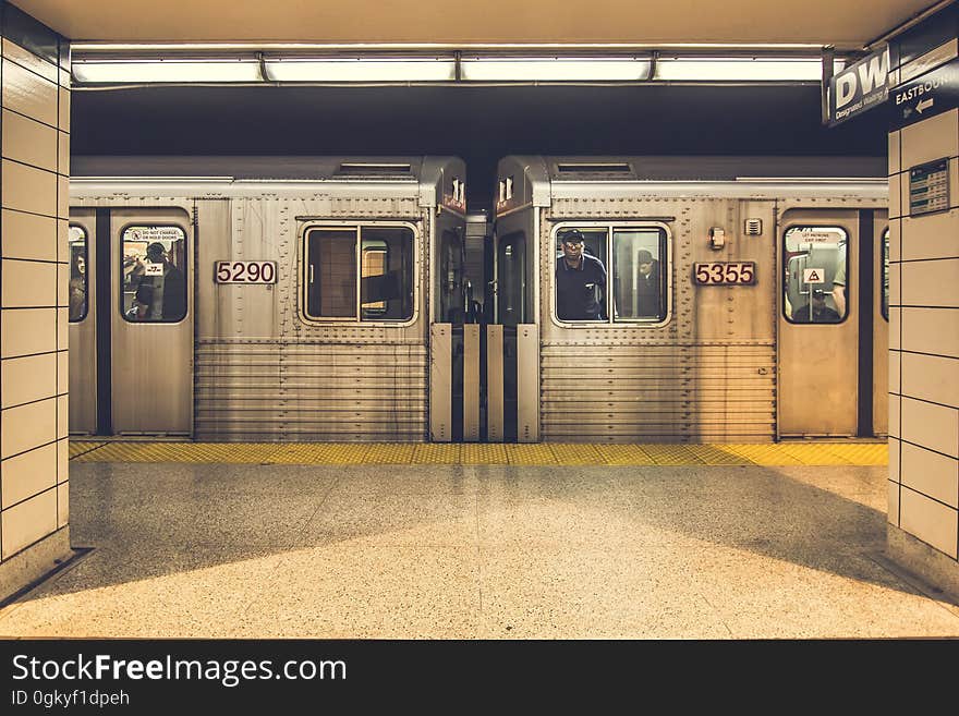 A subway train on the station seen from the platform. A subway train on the station seen from the platform.