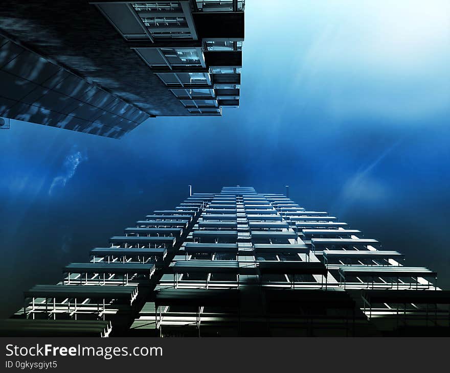 A futuristic photo of skyscrapers in a deep water. A futuristic photo of skyscrapers in a deep water.