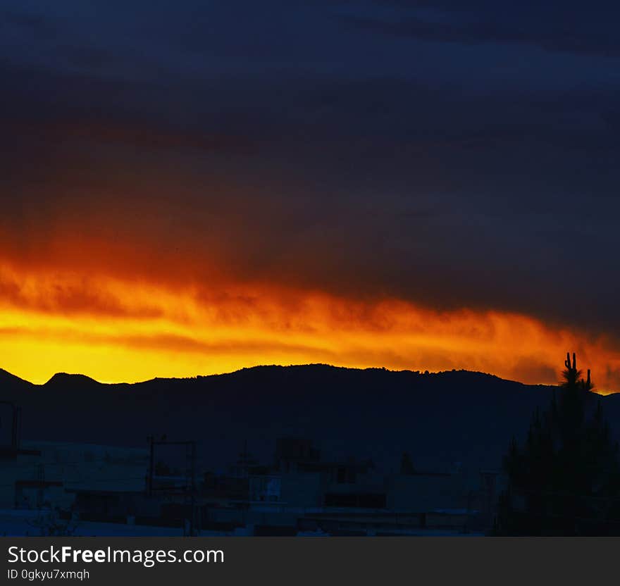 Silhouette of a mountain at dusk. Silhouette of a mountain at dusk.