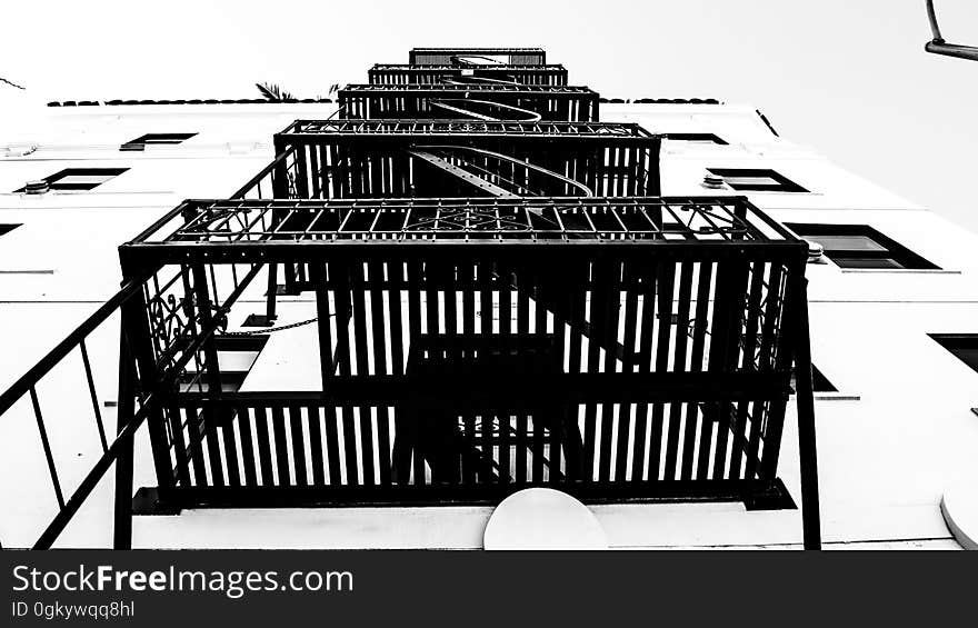 Black and white abstract of a fire escape.