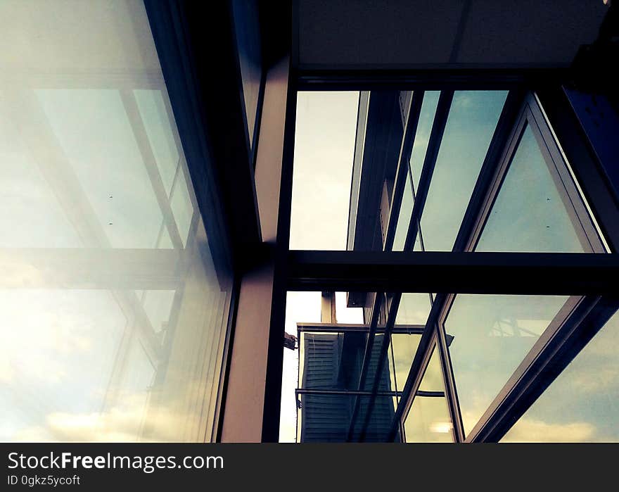 Sunshine through opaque windows in contemporary building. Sunshine through opaque windows in contemporary building.