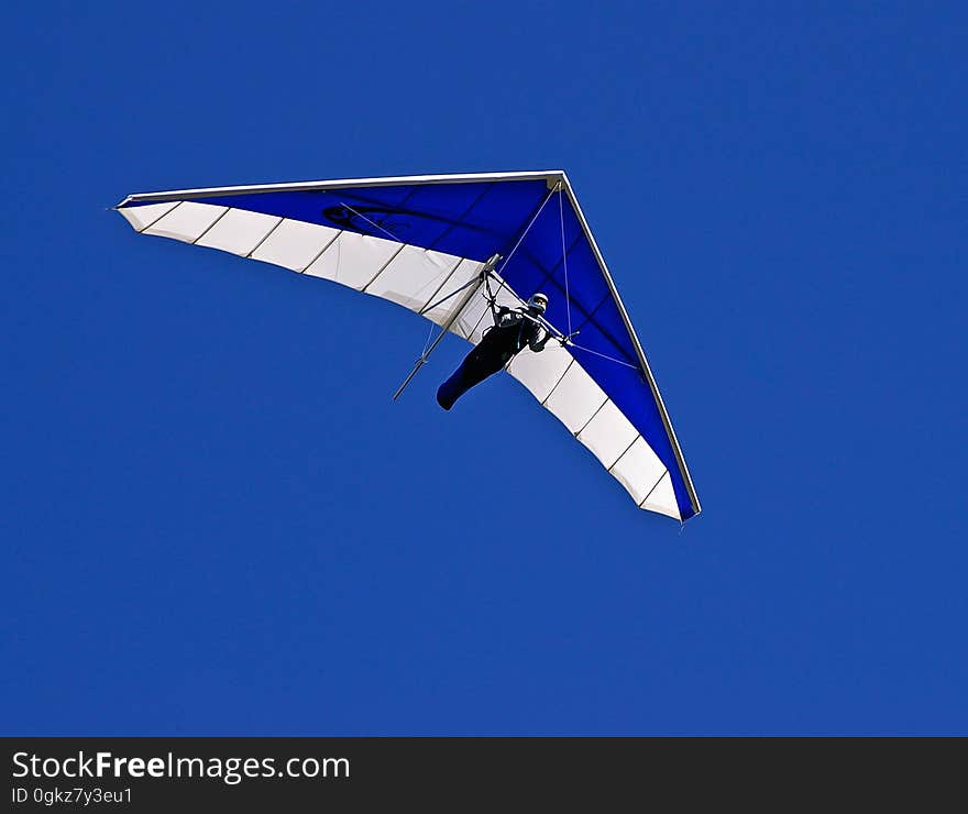 Man on Blue and White Air Glider