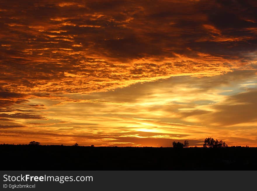 Sky, Afterglow, Red Sky At Morning, Horizon