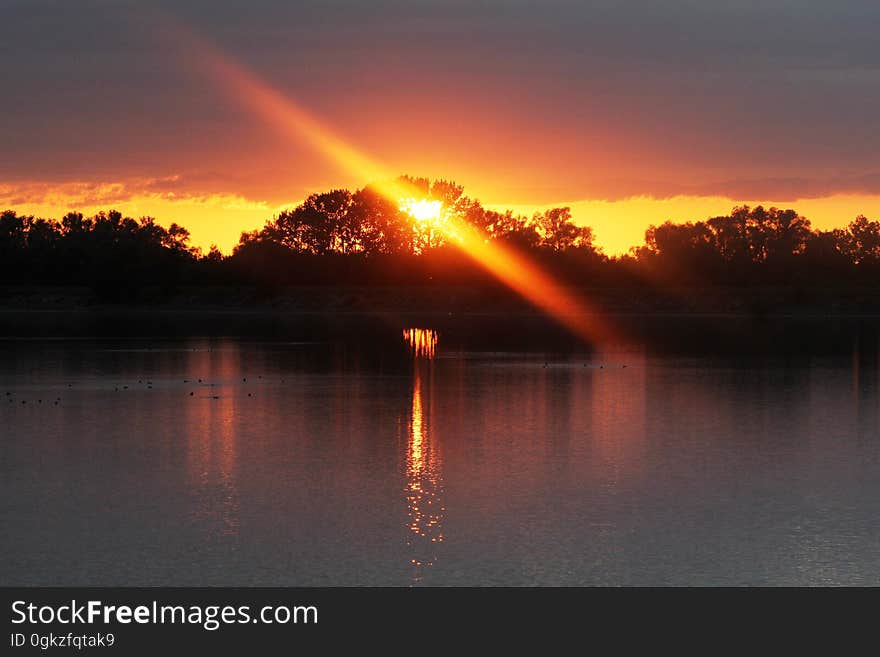 Reflection, Nature, Sky, Sunset