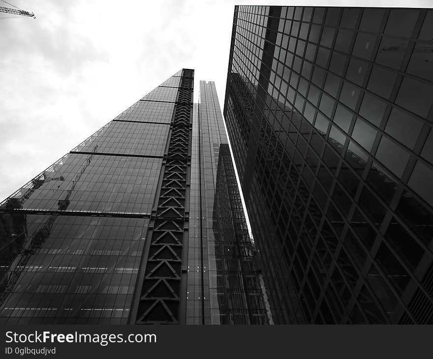 Exterior of contemporary architecture in black and white.