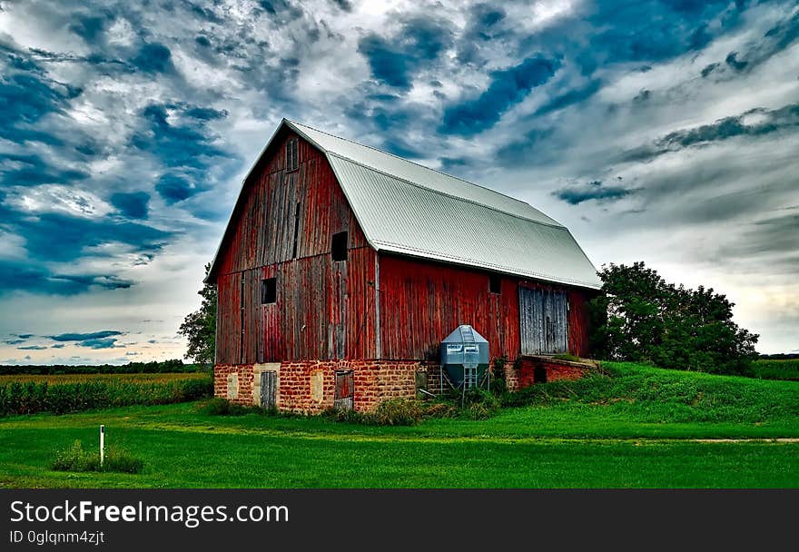 Barn on Field Against Sky