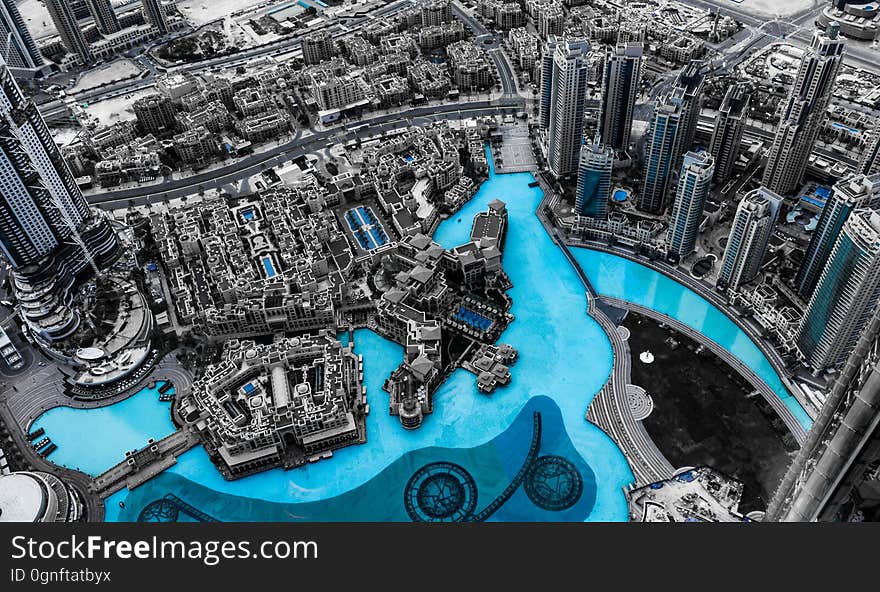 Aerial view of downtown Dubai.