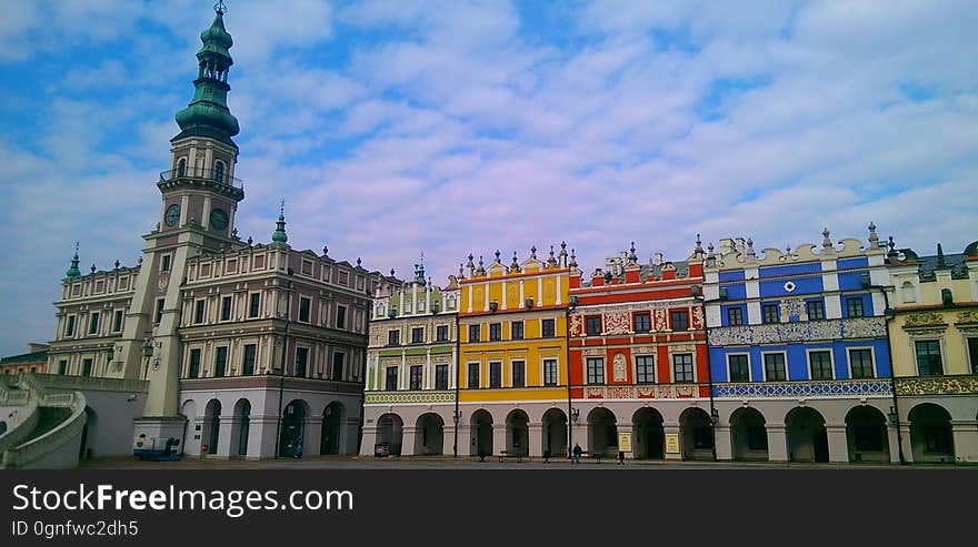 Buildings on the market square in Zamosc, Poland. Buildings on the market square in Zamosc, Poland.