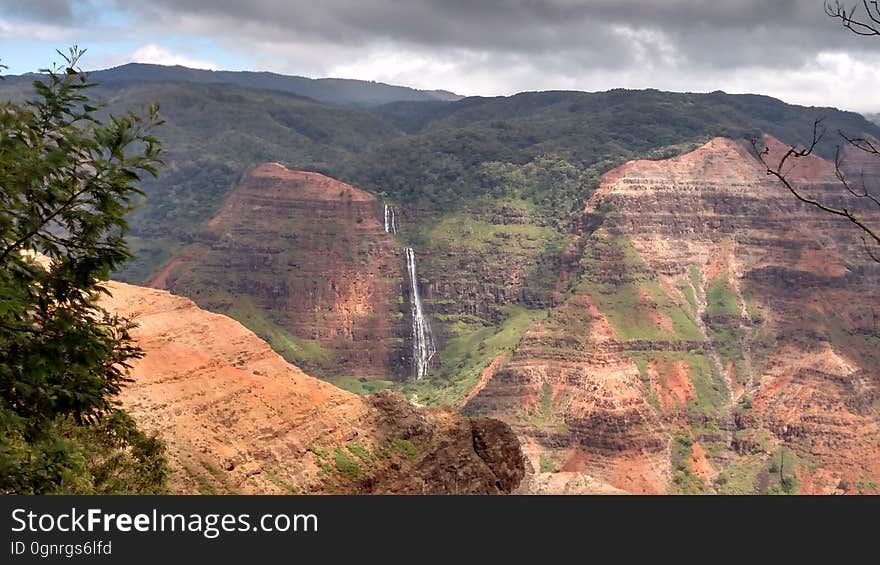 Scenic View of Mountain Against Cloudy Sky