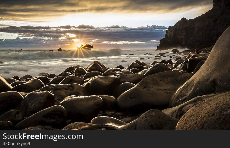 Shore, Rock, Sea, Sky