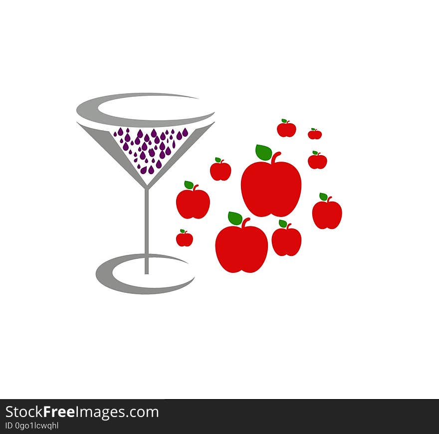 Apple cup juice on white background