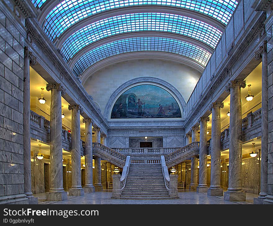 West atrium in the second floor of Utah State Capitol in Salt Lake City.