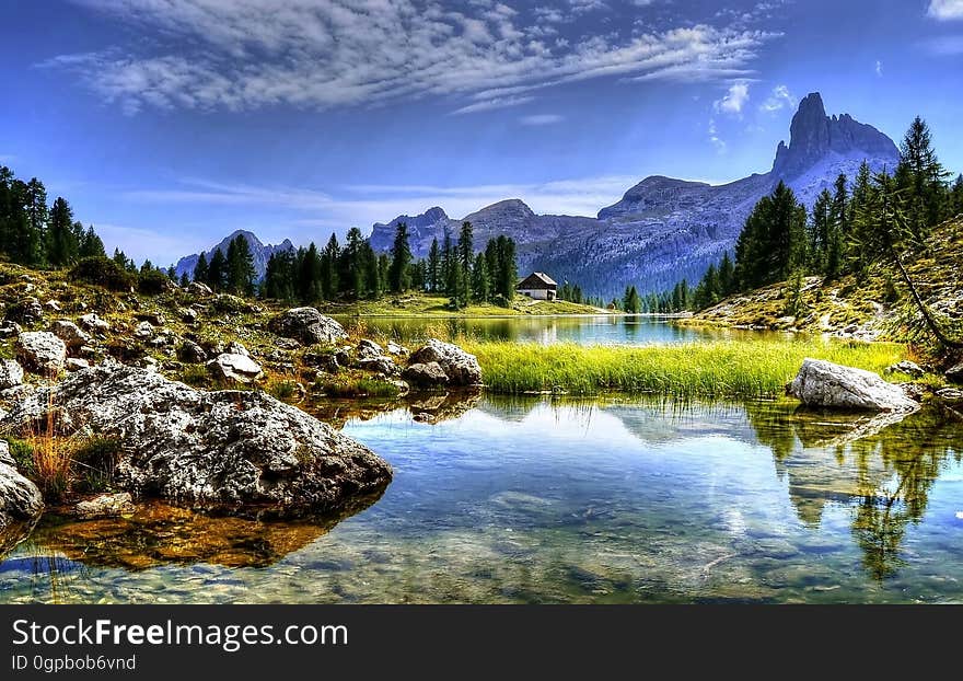 Scenic backcountry with mountains and a lake.