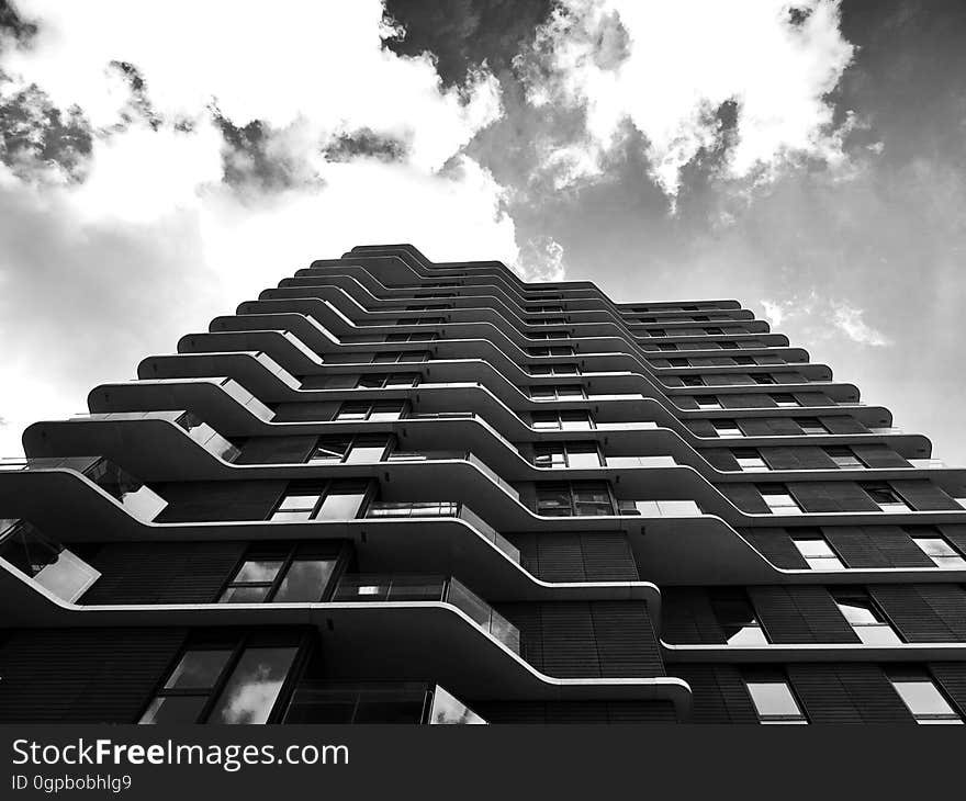 Angled view of an apartment building.