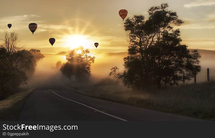 Road, Sky, Morning, Sunrise