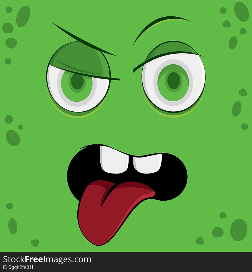 Funny Cartoon Monster Face.