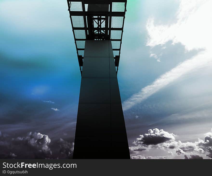 A bridge silhouette with the sky in the background.