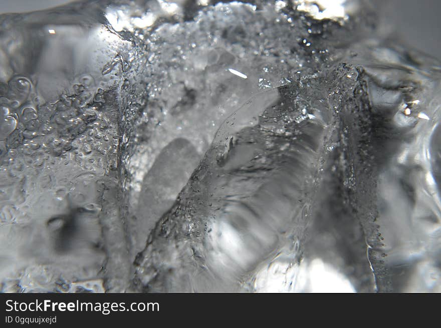 Closeup of ice with bubbles.