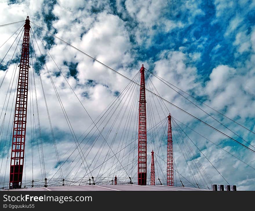 A suspension bridge on a sunny day.