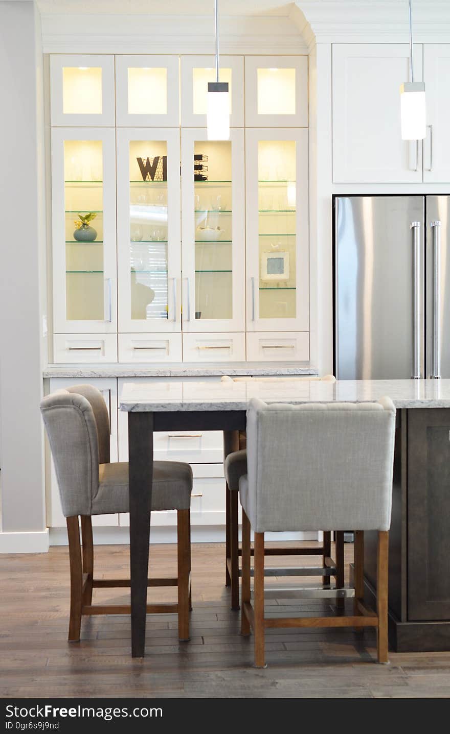 The interior of a modern kitchen.