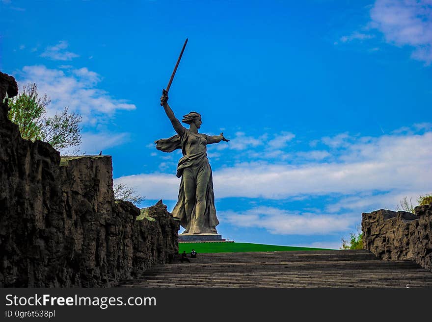 The Motherland Calls statue in Mamayev Kurgan in Volgograd, Russia,