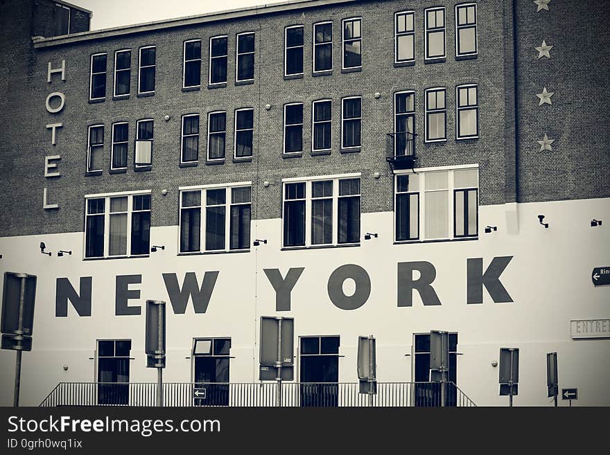 A hotel called "New York" in sepia tone. A hotel called "New York" in sepia tone.