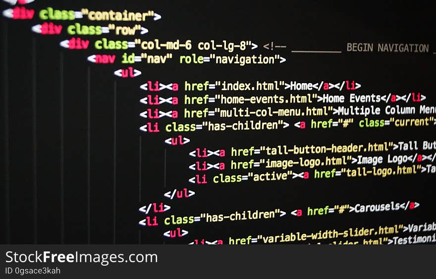 A close up of a screen with some HTML code.