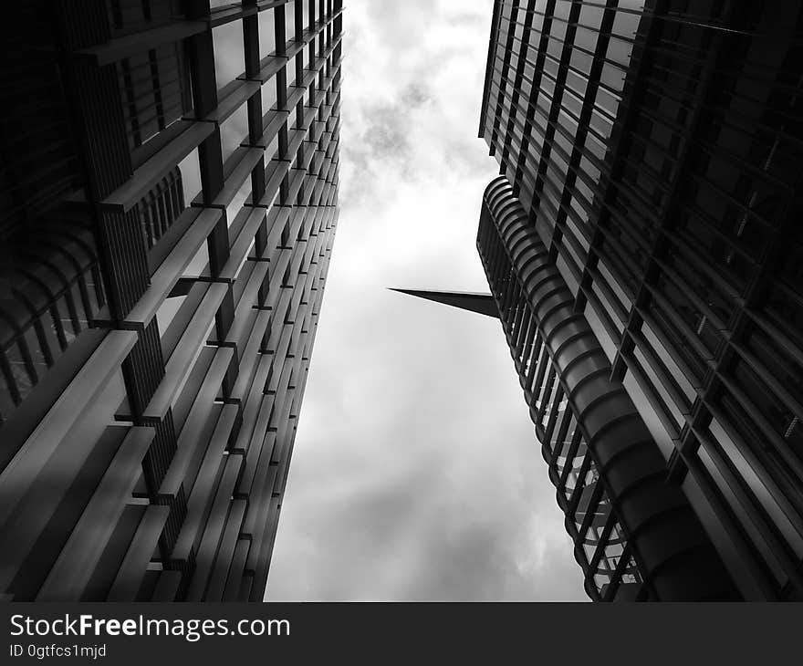 An angled view of sky scrapers. An angled view of sky scrapers.