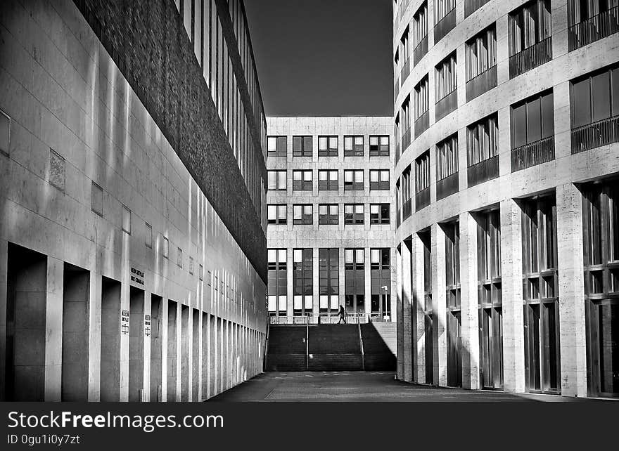 Modern architecture facade in city in black and white. Modern architecture facade in city in black and white.