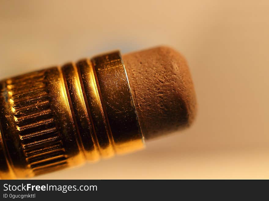 A close up of an eraser on a pencil. A close up of an eraser on a pencil.