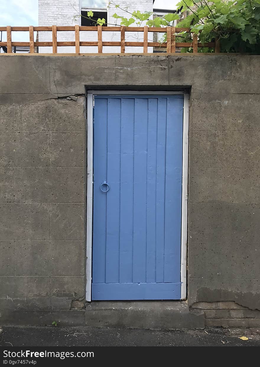 Blue, Wall, Garage, Garage Door